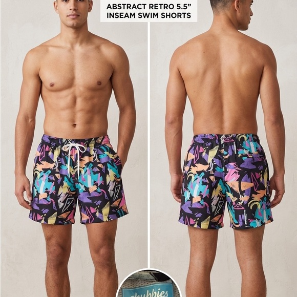 Abstract Retro Swim Shorts like new chubbies size small - Picture 4 of 7